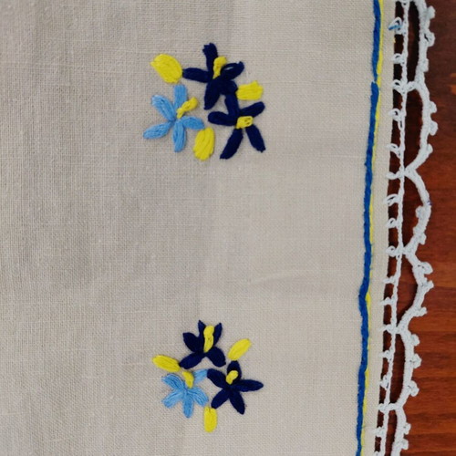 Traditional handmade embroidered tablecloth 58×56cm, beige