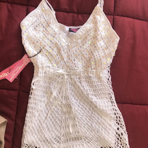 Fulah Sugah crochet top white with sequins new