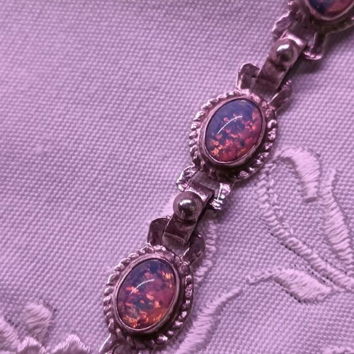 Silver 925 bracelet with opals, new, multicolored