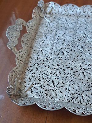 Ασημένιος δίσκος φιλιγκράν 925 καινούργιος, χειροποίητος