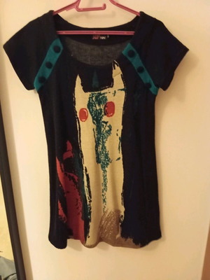 Yumi short wool dress like new, size S-M, black multicolor