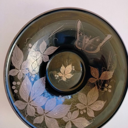 Cut glass bowl and vase used, numbered set