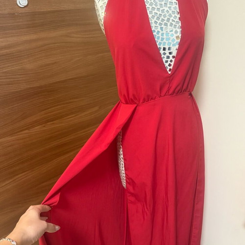 Multifunctional red dress like new, maxi with jersey fabric
