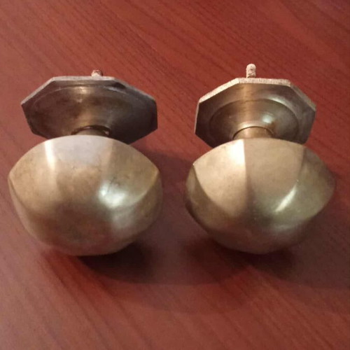 Brass door knobs used, vintage 1960 set of 2 for exterior door