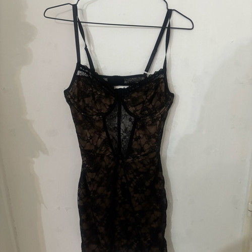 Summer dress black with beige lace like new