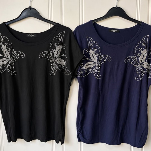 Smiton women's t-shirts with butterfly design like new, sizes S and M