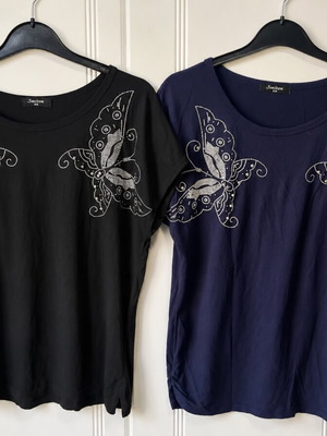 Smiton women's t-shirts with butterfly design like new, sizes S and M