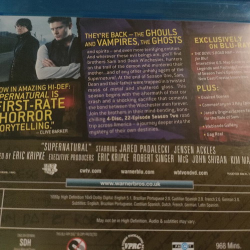 Supernatural The Complete 2 Second Season Blu-Ray like new, English subtitles