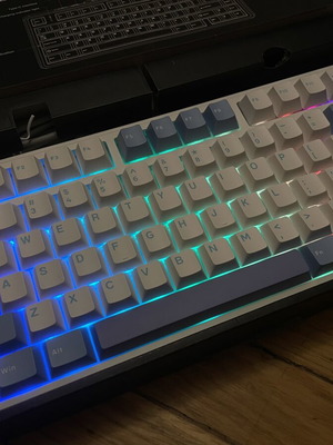 AULA F75 wireless mechanical gaming keyboard, white and blue/purple