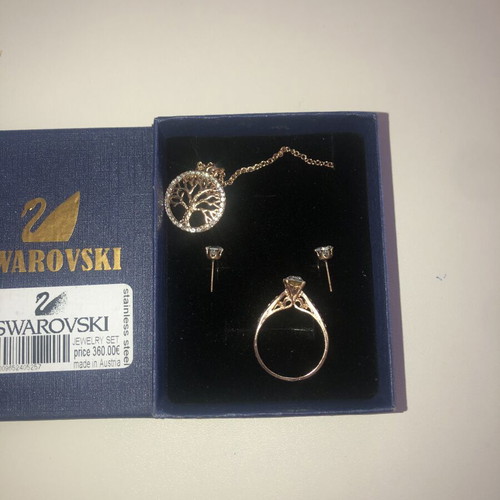 Swarovski jewelry set with tree of life pendant, earrings, ring, like new