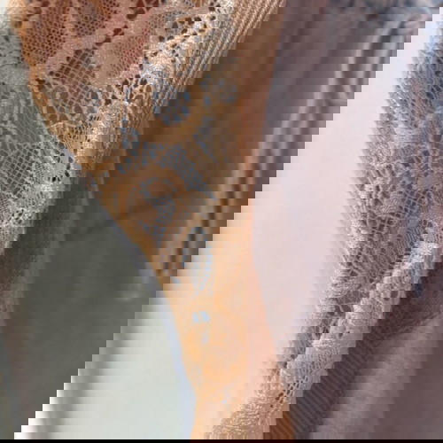 Jean φόρεμα Benetton μεταχειρισμένο με μπεζ δαντέλα, μέγεθος L