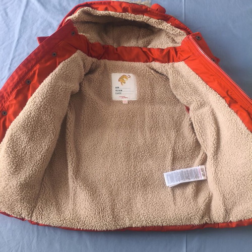 Dpam boys' waterproof jacket new, orange lion design, size 110 cm