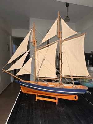 Wooden handmade sailing ship model