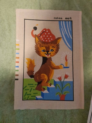 Elvico embroidery canvas cat design