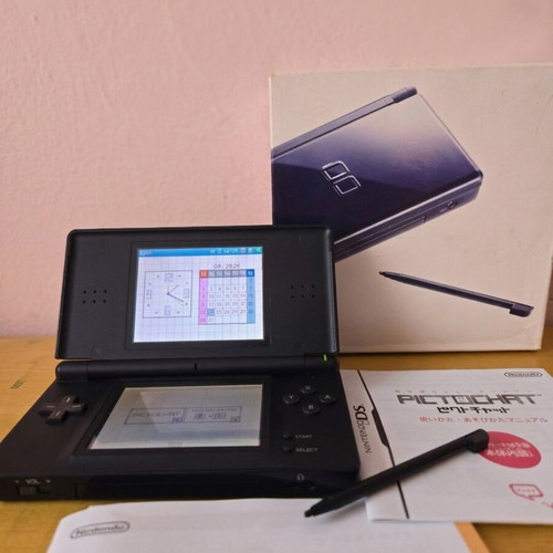 Nintendo DS Lite Enamel Navy console, complete in box