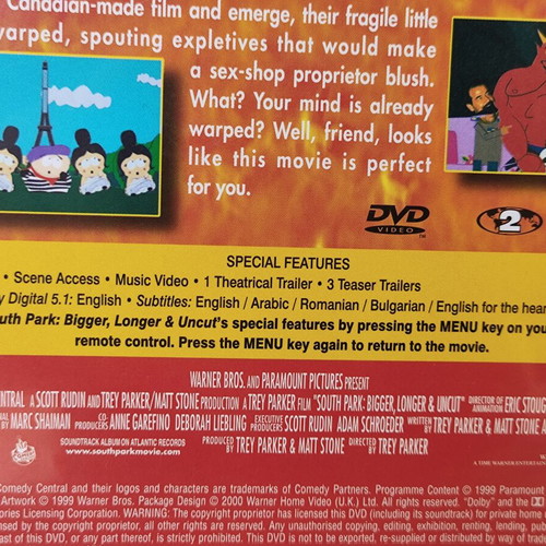 South Park Bigger, Longer and Uncut DVD used without Greek subtitles