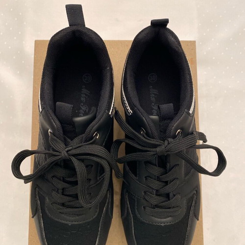 Women's black athletic shoes with silver details new