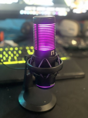 Nemesis NC90 gaming microphone used with RGB lighting and stand
