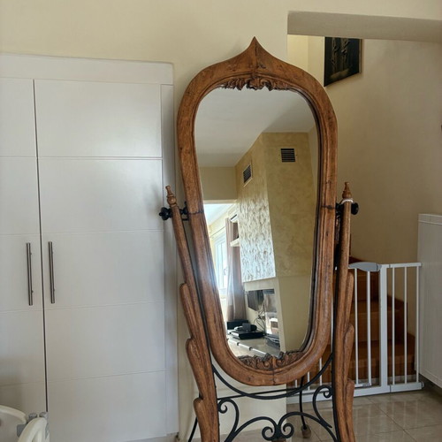 Decorative mirror made of solid walnut wood, like new, 1965