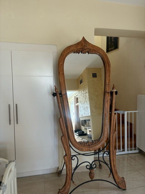 Decorative mirror made of solid walnut wood, like new, 1965