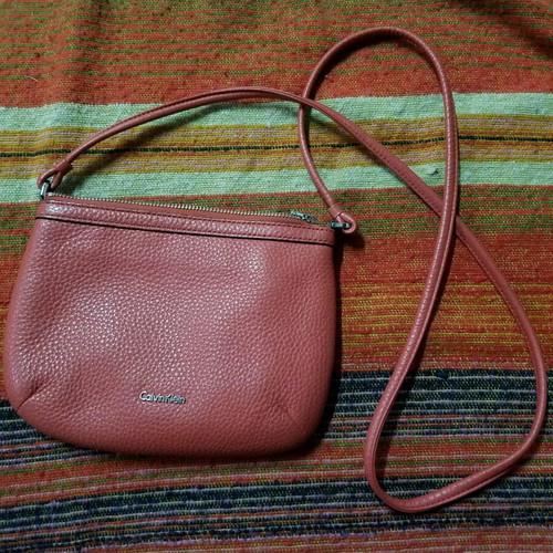 Calvin Klein small leather crossbody bag like new, red