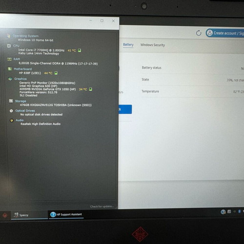 HP OMEN 15 (ce018dx) i7 7700HQ σαν καινούργιο, 8GB RAM, 500GB NVMe SSD, GTX1050