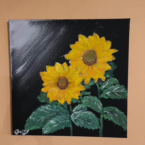 Painting with frame new, painted with watercolor