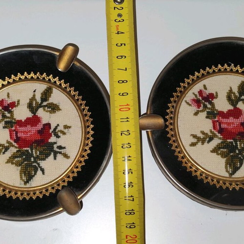 Embroidered ashtrays. Completely vintage.