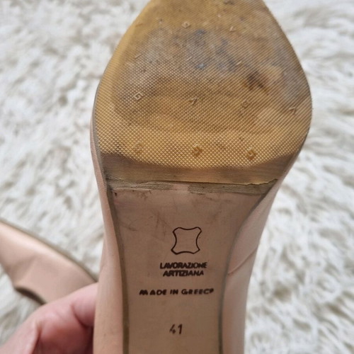 Leather high-heeled pumps used, size 41, nude color