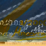  Τεράστιο και βαρύ ενυπόγραφο έργο ζωγραφικής σε χοντρό ξύλο (Περίπου 1,5 χ 1 μ)