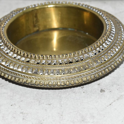 Vintage Handmade Brass Ashtray Candle Holder from India, used