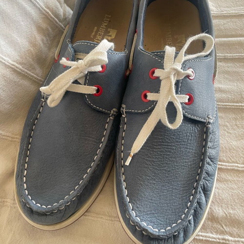Lumberjack men's leather boat shoes like new, blue, size 42