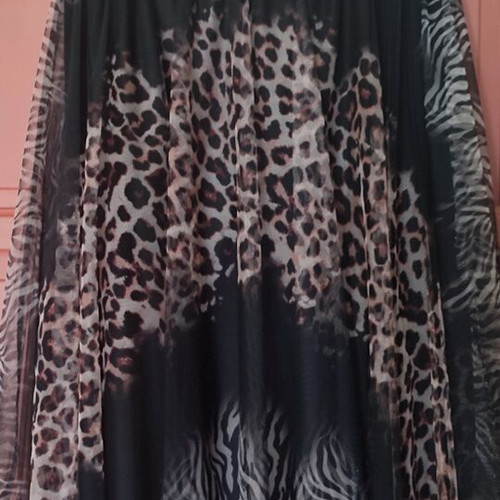 Maxi skirt flared animal print tulle new, one size