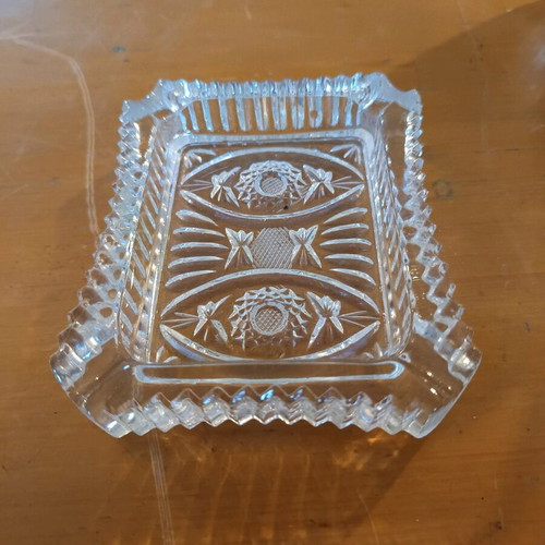 Cristallo vintage crystal ashtrays set of 2 like new