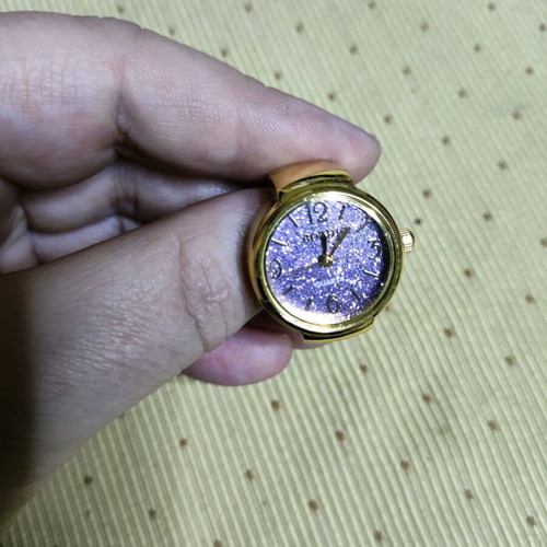 Vintage mini women's ring watch new, purple and gold