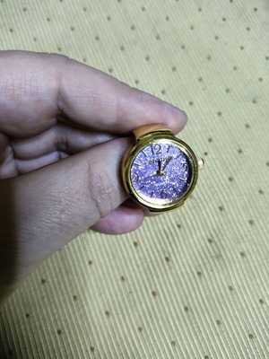 Vintage mini women's ring watch new, purple and gold