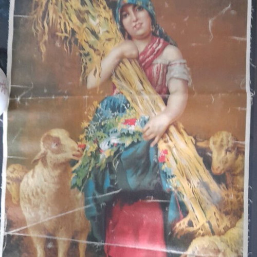 Italian poster used, canvas 1950s-60s harvest theme Sicily