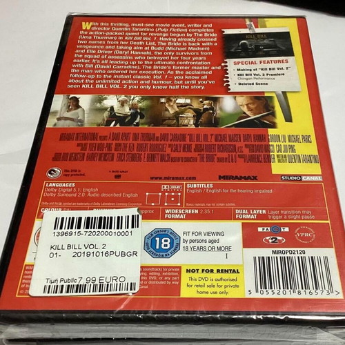 Kill Bill Vol. 2 DVD new with subtitles