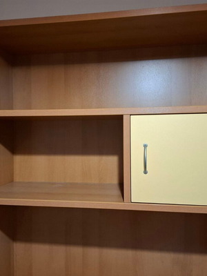 Children's bedroom set with bed, desk, drawers, and bookshelf
