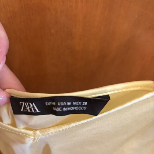 ZARA long satin slip dress, size M, cream champagne