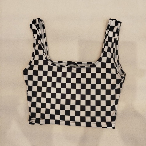 Checkered Crop Top Pull & Bear like new, black and white, size S