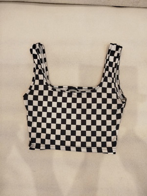 Checkered Crop Top Pull & Bear like new, black and white, size S