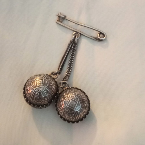 Silver pin old used, traditional, solid silver