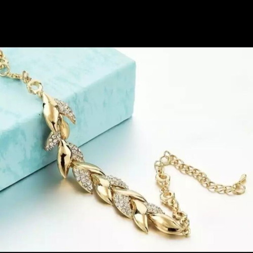 Wheat Class Bracelet new, luxury gold plated with Austrian crystals