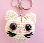 Keychain Charm Bag Cat Cream Amigurumi Knitted Handmade New