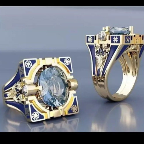 Royal ring new with large aquamarine sapphire, size 6