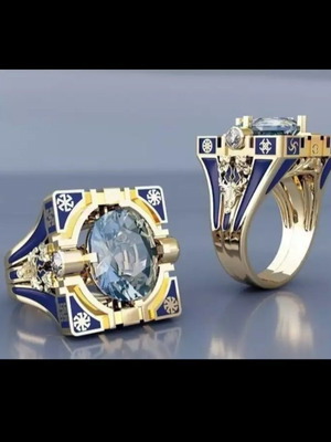 Royal ring new with large aquamarine sapphire, size 6
