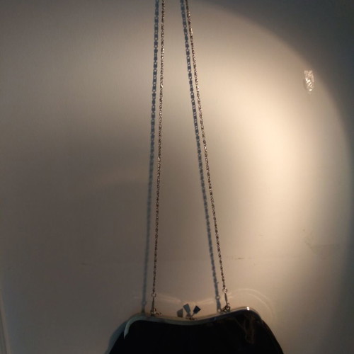 Evening shoulder bag new, black satin fabric