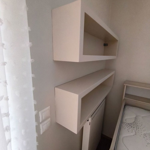 Solid wood beige wall shelves, set of 2