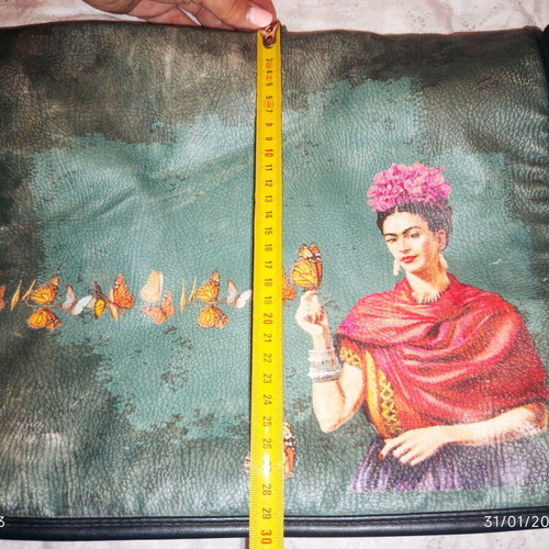 Frida Kahlo Large Postal Bag used, synthetic leather, 30x40 cm